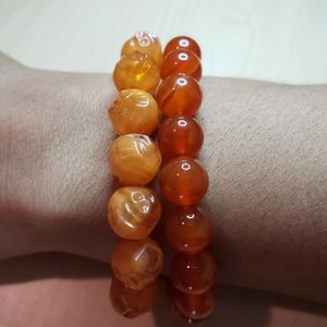 Double Orange Effect Stone Bracelets